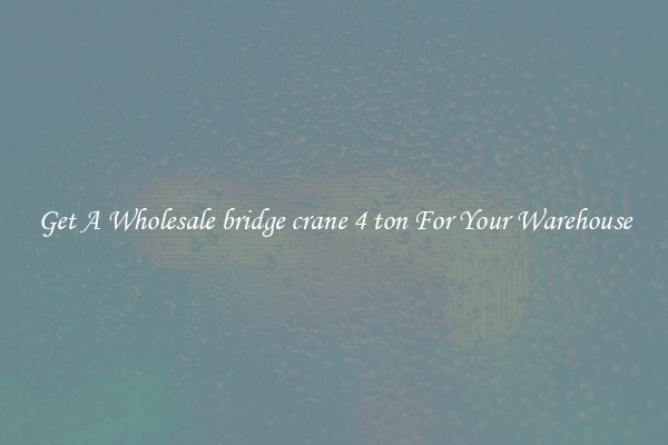 Get A Wholesale bridge crane 4 ton For Your Warehouse