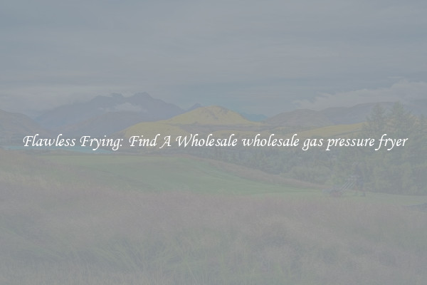 Flawless Frying: Find A Wholesale wholesale gas pressure fryer